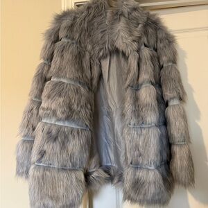 Missguided Blueish Gray Fur Jacket